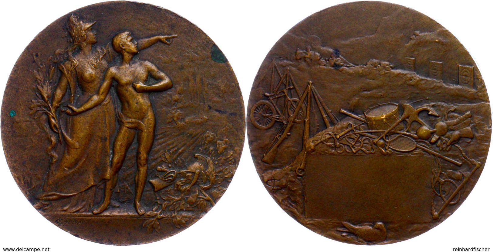 Frankreich, Bronzemedaille (Dm. 50 Mm, 64 G), O.J., Von Coudray, Preismedaille, Av: Marianne Mit Jüngling Nach Rechts, R - Sonstige & Ohne Zuordnung