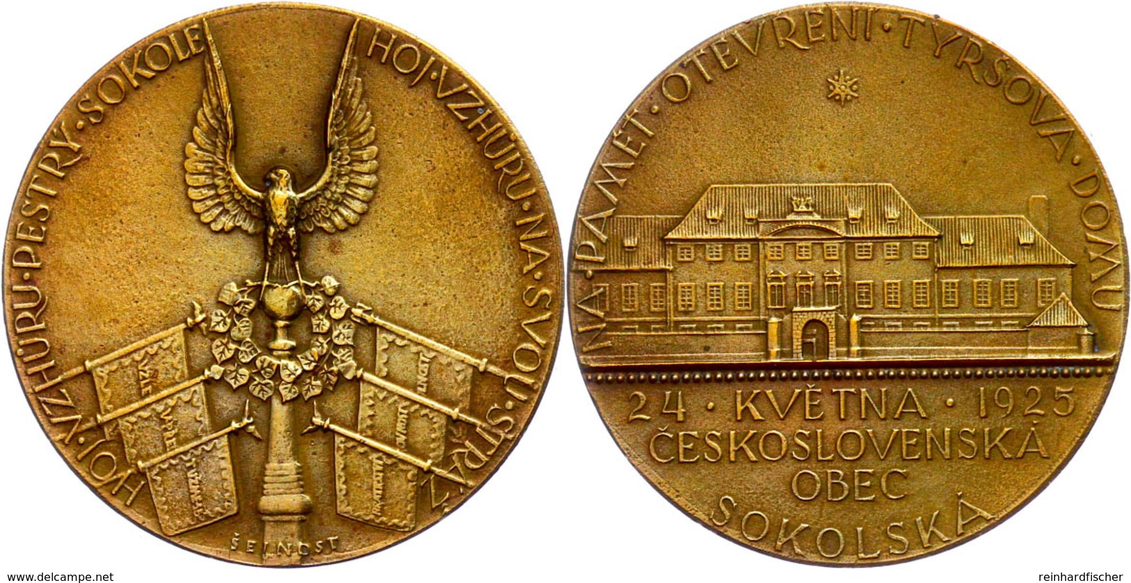 Tschechoslowakei, Bronzemedaille (Dm. 33,06 Mm, 18 G), 1925, Signiert Seinost, Auf Die Eröffnung Des Tyrsov Hauses, Av:  - Sonstige & Ohne Zuordnung