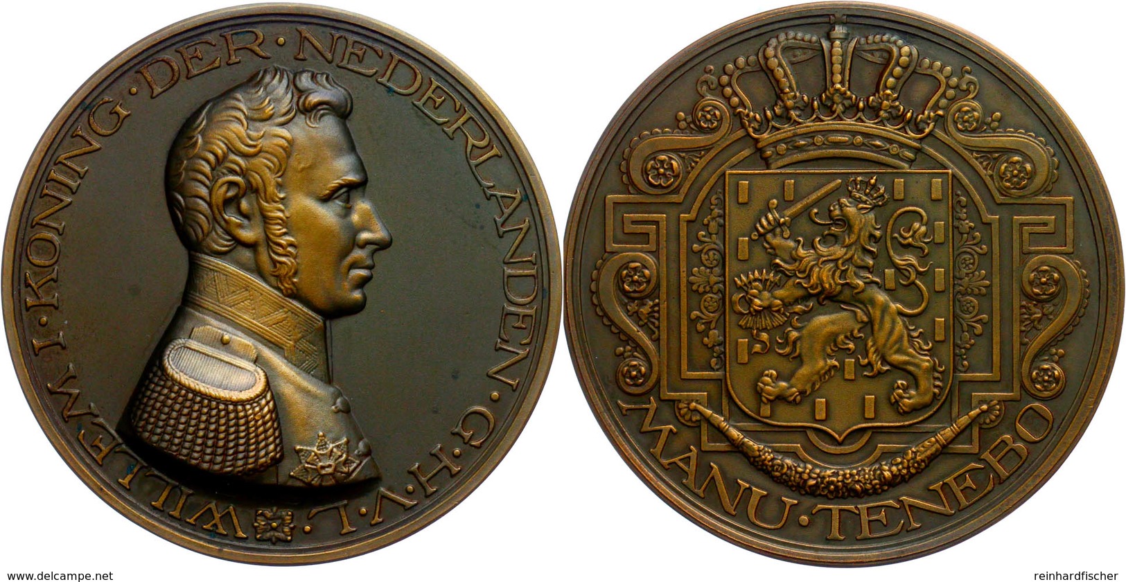 Niederlande, Bronzemedaille (Dm. 60 Mm, 73 G), O.J., Von J. J. V. Goor, Auf Willem I., Av: Brustbild In Uniform Nach Rec - Sonstige & Ohne Zuordnung