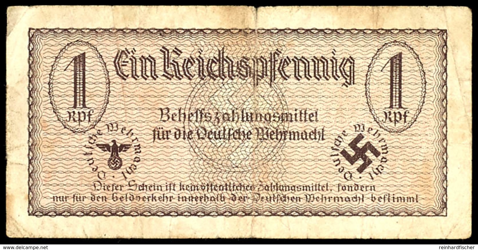 Behelfszahlungsmittel Für Die Deutsche Wehrmacht 1940/1942, 1 Reichspfennig, Ohne Datum, Ohne KN, Ro. 500, Kleiner Einri - Altri & Non Classificati