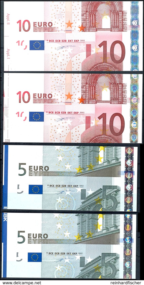 Lot Zu 2 X 5 Und 2 X 10 Euro 2002 Verschnitte. Erhaltung I Und II. - Sonstige & Ohne Zuordnung