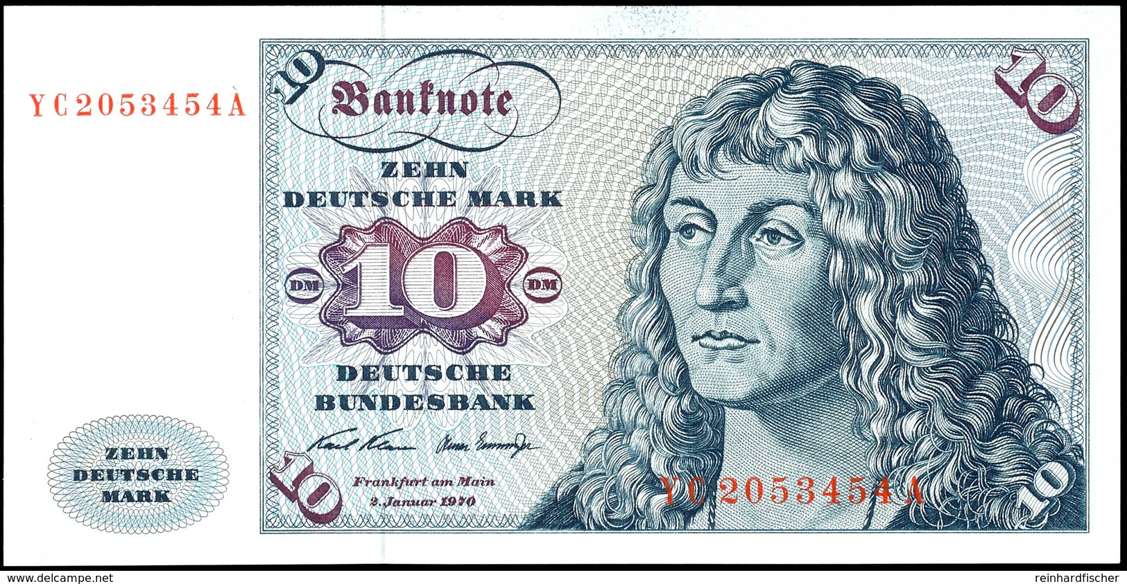 10 Deutsche Mark, Bundesbanknote, 2.1.1970, Austauschnote Serie YC 2053454 A, Ro. 270, Erhaltung I., Katalog: Ro. 270 I - Sonstige & Ohne Zuordnung