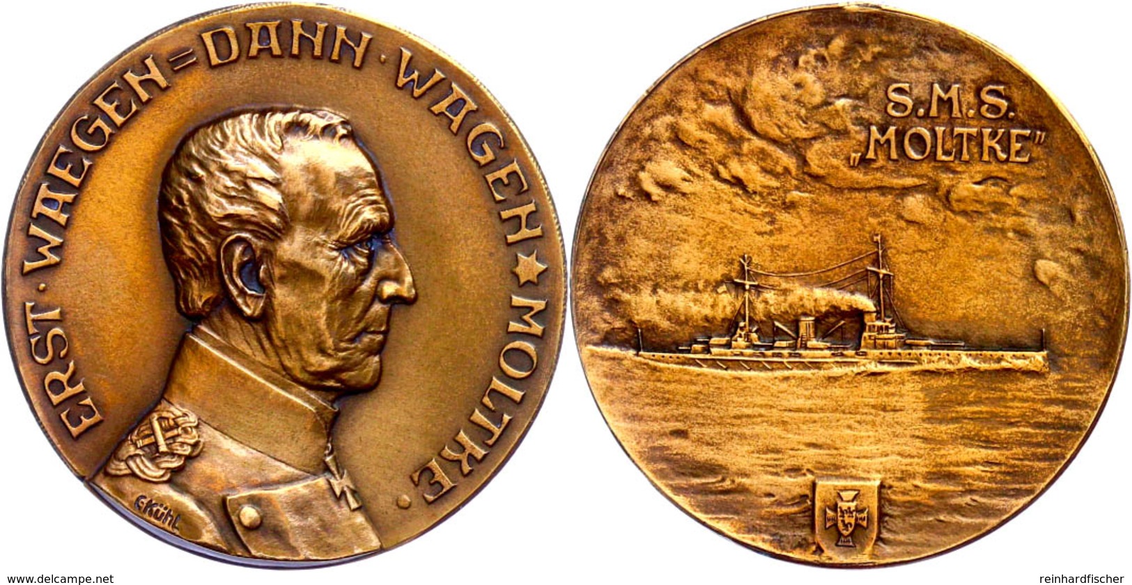 Bronzemedaille (Dm. 38 Mm, 20,6 G), 1915, Von C. Kühl, Helmuth Karl Bernhard Graf Von Moltke, Av: Brustbild In Uniform N - Altri & Non Classificati