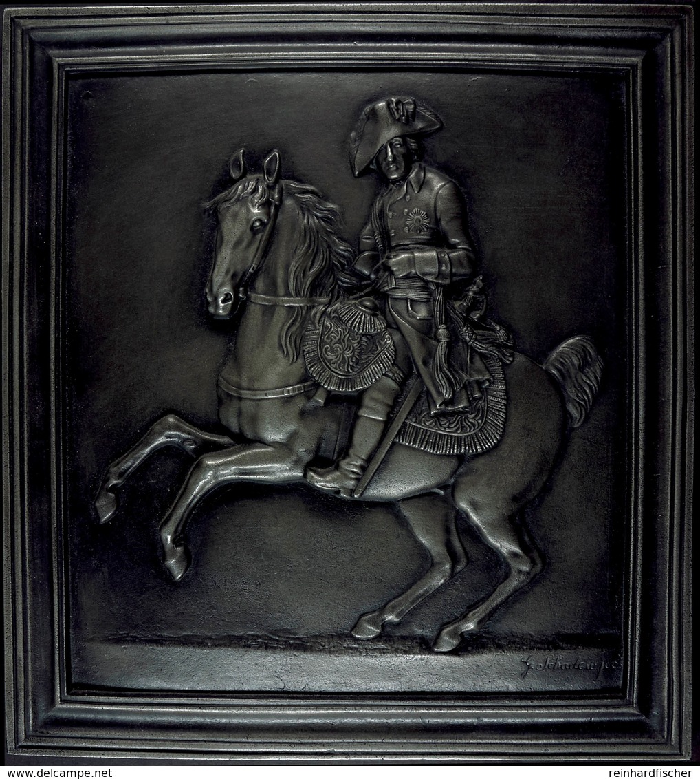 Eisenguss Relief Friedrich Der Große Zu Pferde, Nach Johann Gottfried Schadow, Ca. 1980, Darstellung Friedrich II. 1712- - Sonstige & Ohne Zuordnung
