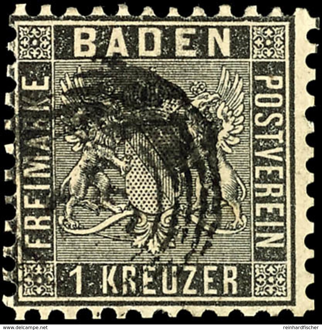 1 Kr. Schwarz, Tadellos Gestempeltes Kabinettstück Mit Fünfringstempel, Mi. 130.-, Katalog: 13a O - Sonstige & Ohne Zuordnung