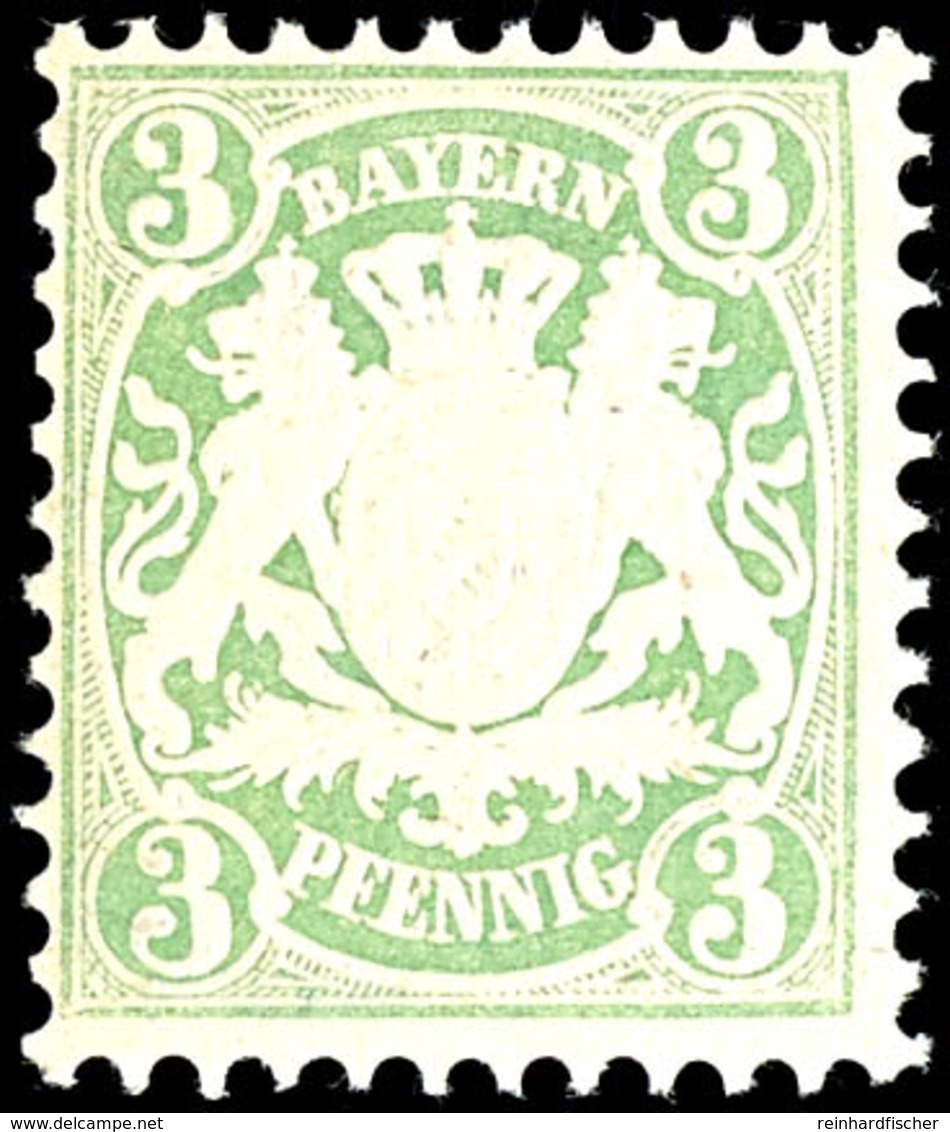 3 Pfennig Hellgrün, Tadellos Postfrisch, Gepr. Helbig BPP, Mi. 220.-, Katalog: 37a ** - Sonstige & Ohne Zuordnung