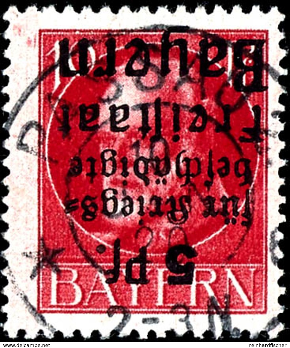 10 Pfg + 5 Pfg Kriegsbeschädigte, Abart "kopfstehender Aufdruck", Tadellos Gestempelt, Gepr. Dr. Helbig BPP, Mi. 200.-,  - Sonstige & Ohne Zuordnung