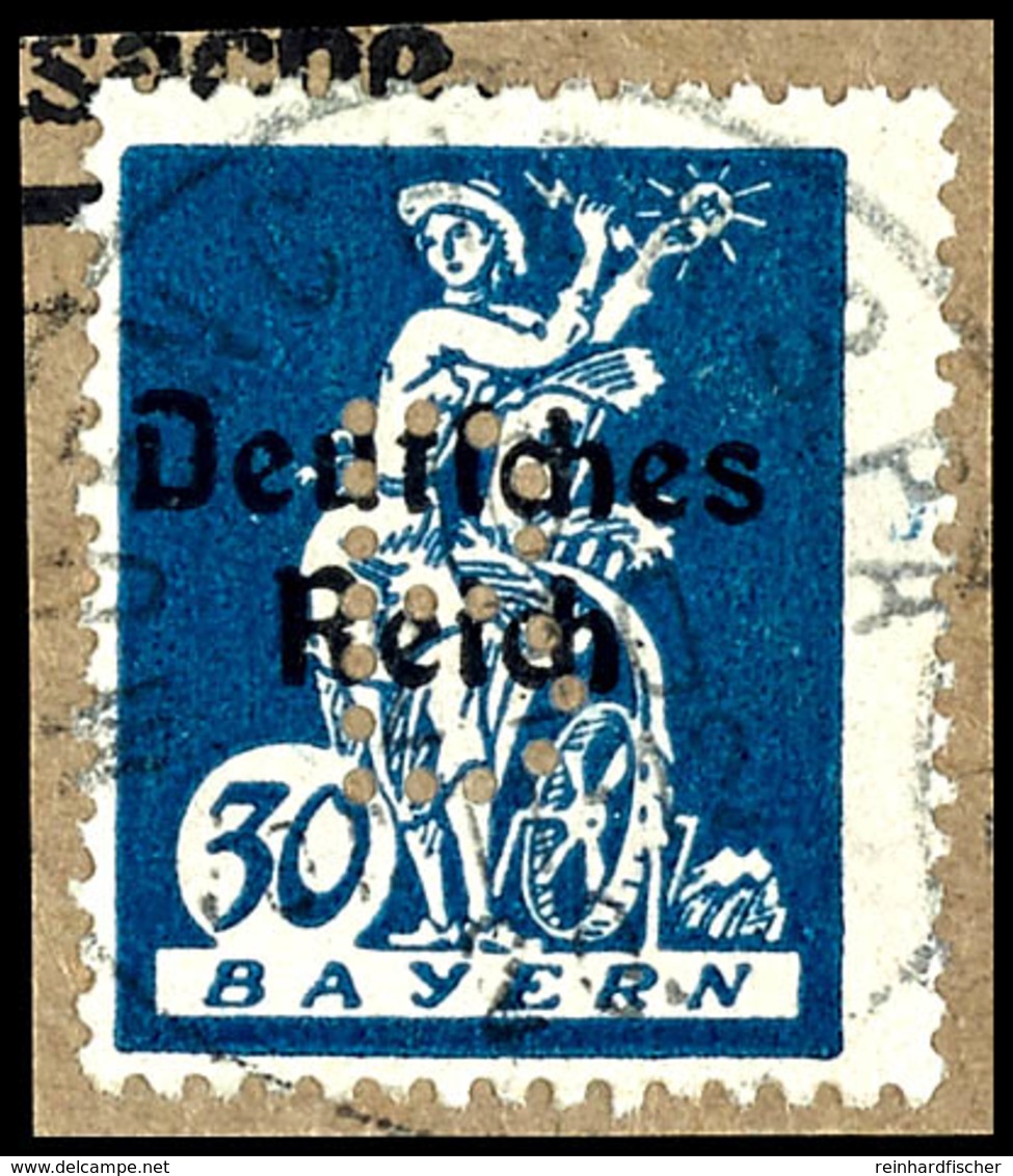 20 Pfg Freimarke Mit Lochung "B", Tadellos Gestempelt Auf Briefstück, Gepr. Dr. Helbig BPP, Mi. 170.-, Katalog: 20 BS - Sonstige & Ohne Zuordnung