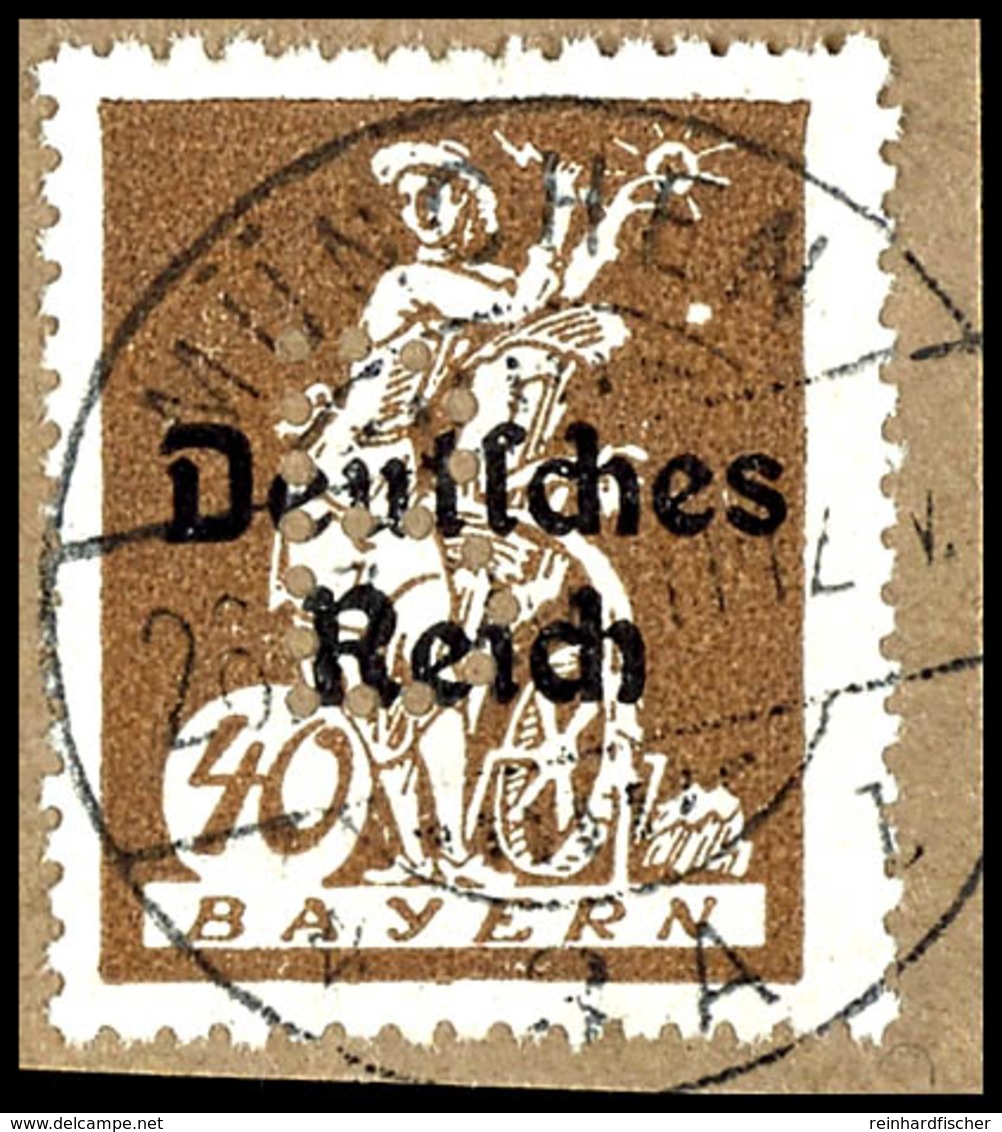 40 Pfg Freimarke Mit Lochung "B", Tadellos Gestempelt Auf Briefstück, Gepr. Dr. Helbig BPP, Mi. 170.-, Katalog: 21 BS - Sonstige & Ohne Zuordnung