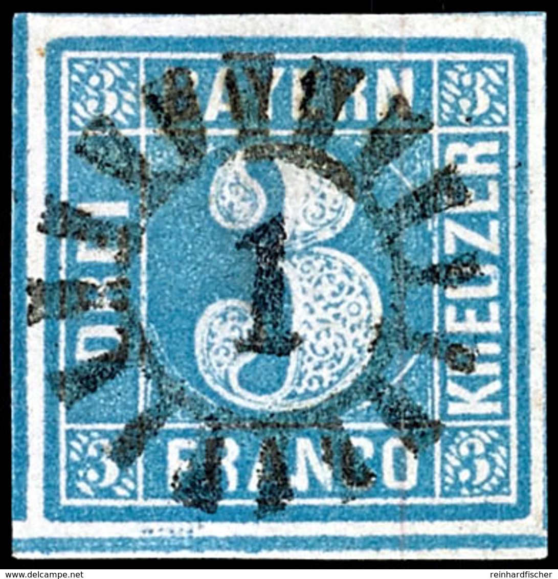 "1" - Abensberg/Abbach, Ideal Zentrisch Und Klar Auf 3 Kr. Quadratausgabe Blau, Platte 2, Vollrandig Mit Schnittlinien A - Other & Unclassified