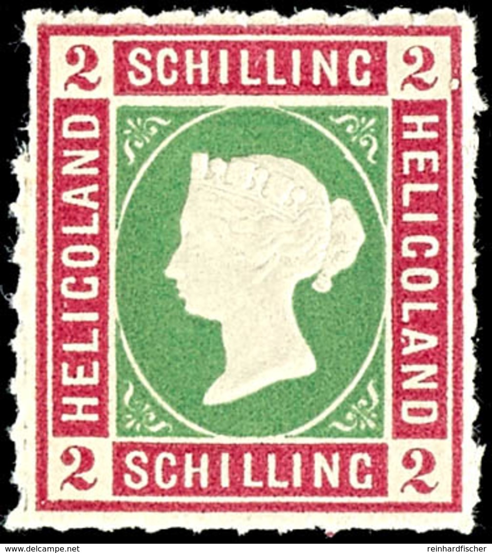 2 Schilling Lilakarmin/dunkelgelblichgrün, Tadellos Postfrisches Prachtstück, Katalog: 3 ** - Helgoland