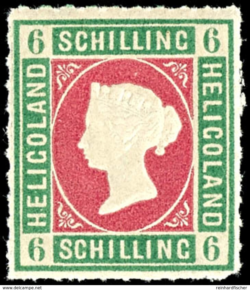 6 Schilling Dunkelgraugrün/lilarosa, Tadellos Postfrisches Kabinettstück, Katalog: 4 ** - Helgoland