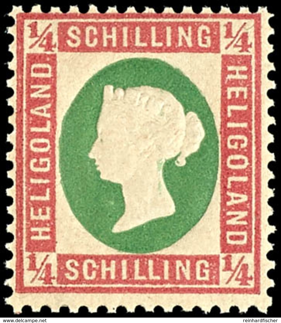 1/4 Schilling Lilarosa/graugrün, Tadellos Postfrisches Kabinettstück, Gepr. Schulz BPP, Katalog: 8b ** - Héligoland
