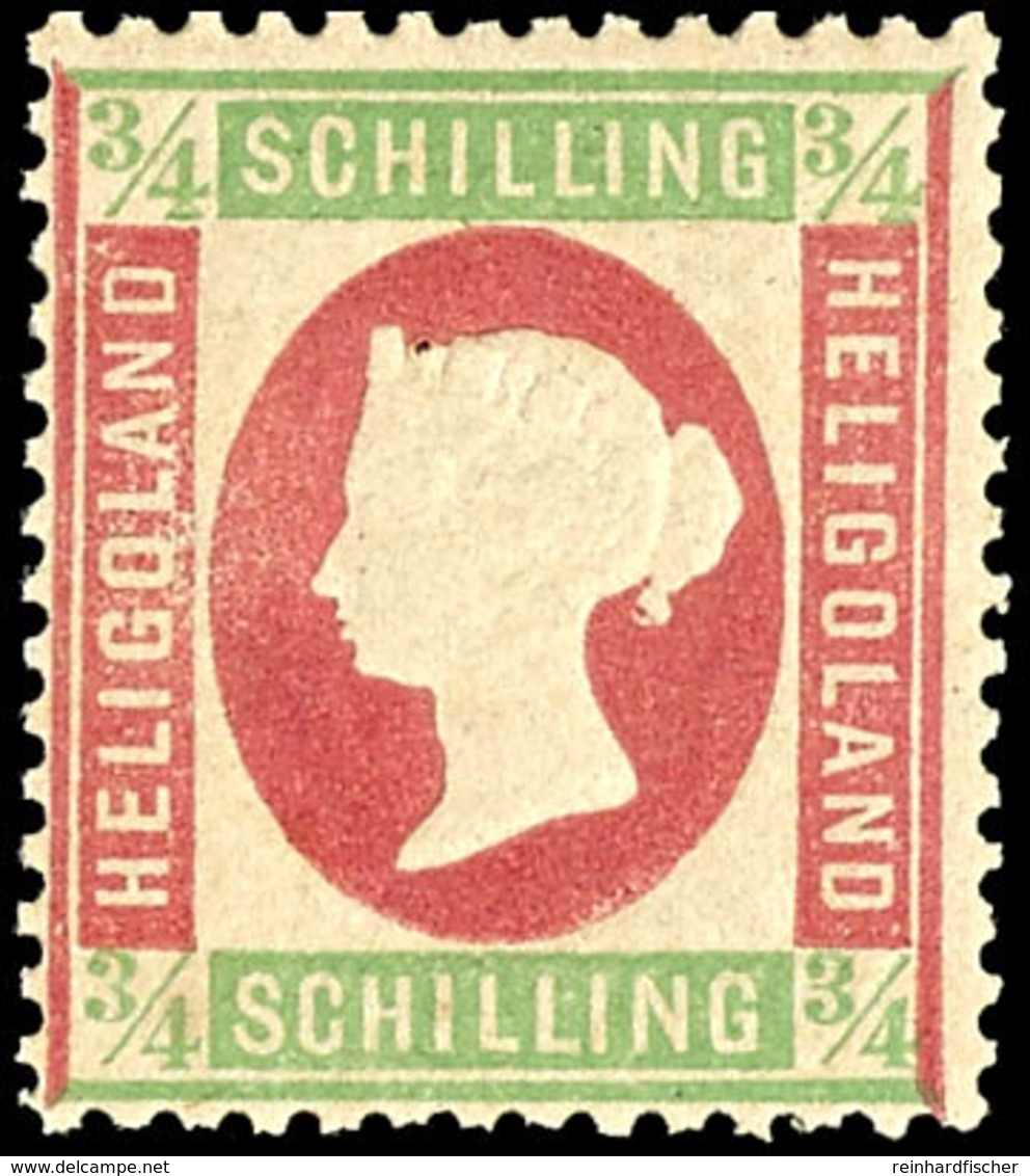 3/4 Schilling Hellgrün/rosa, Postfrisches Kabinettstück, Gepr. Lemberger, Katalog: 9 ** - Helgoland