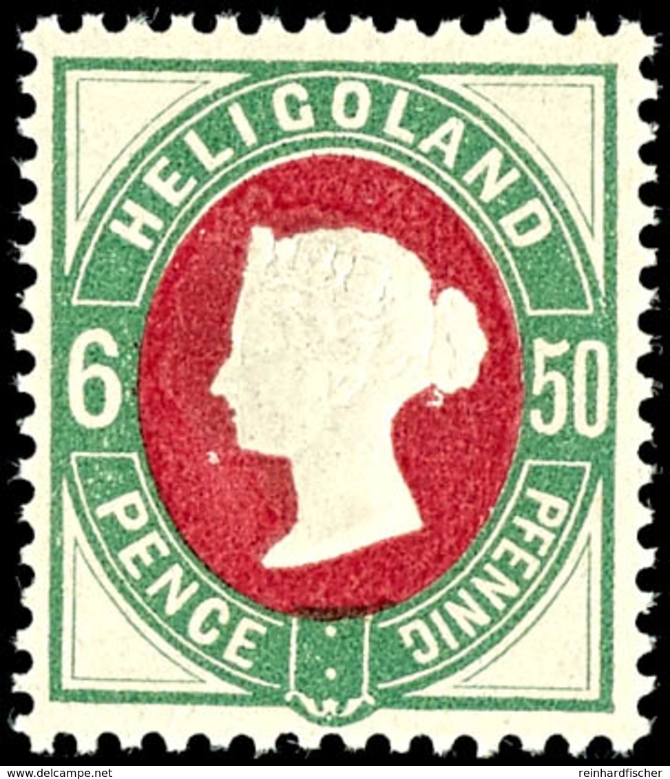 50 Pfg Grün/dunkelkarmin, Tadellos Postfrisches Kabinettstück, Unsigniert, Katalog: 16b ** - Helgoland