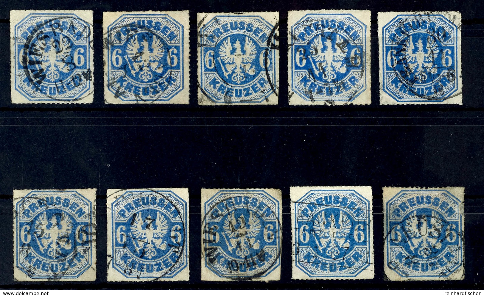 6 Kr. Ultramarin Und 6 Kr. Mittelblau, Je Fünf Farbfrische, Meist Zentrisch Gestempelte Exemplare. Verschiedene, Meist K - Sonstige & Ohne Zuordnung