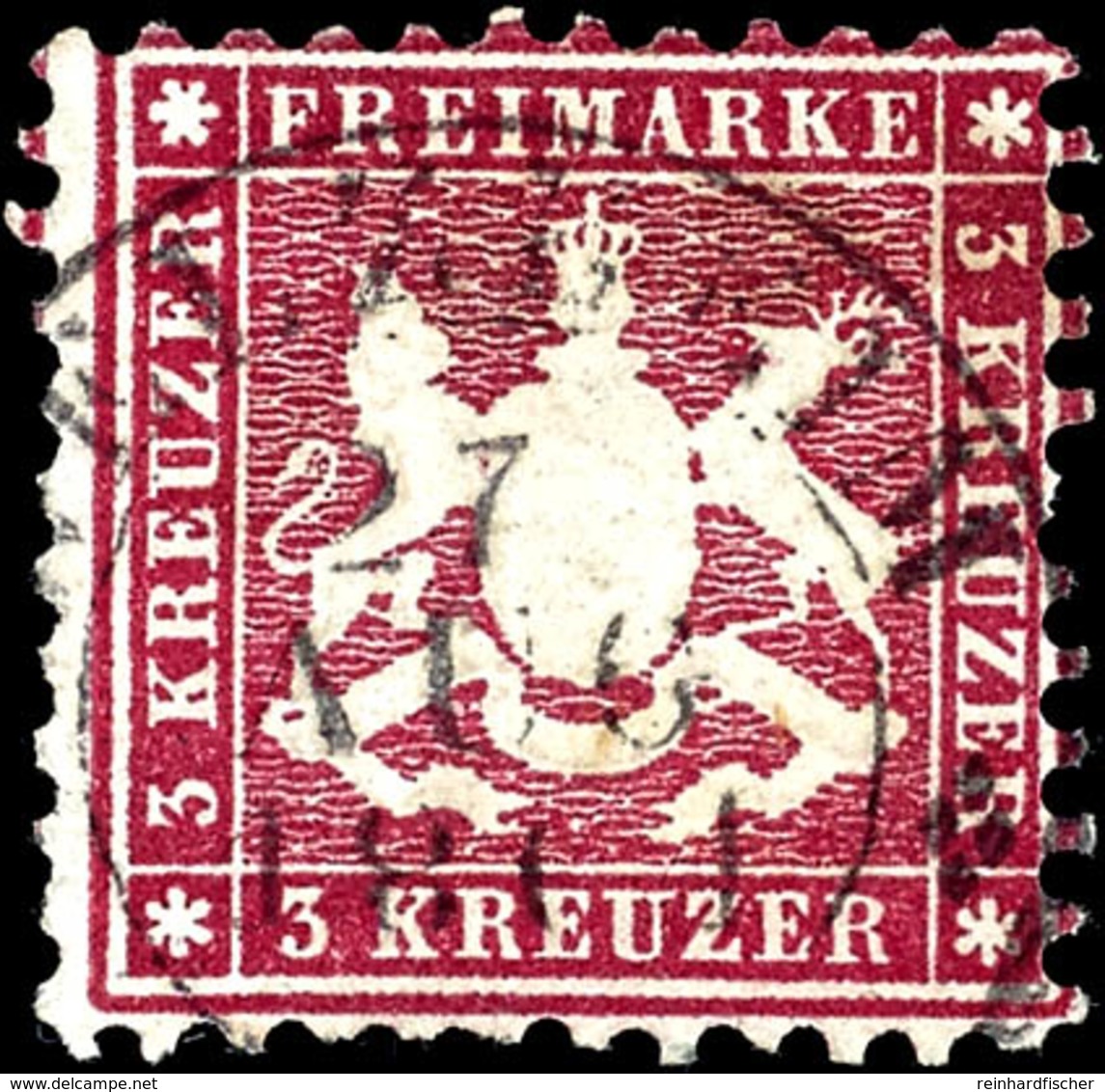 3 Kreuzer Lilarot, Gestempelt, Kleine Mängel, Signiert Thoma BPP, Mi. 350.-, Katalog: 26d O - Other & Unclassified