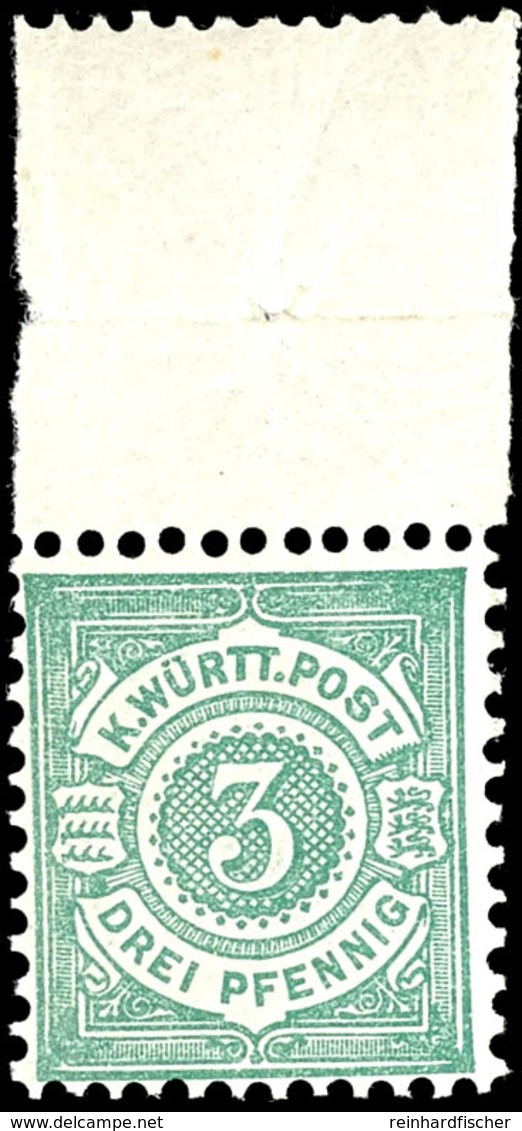 3 Pf. Grün, Tadellos Postfrisch Vom Oberrand, Gepr. Thoma BPP, Mi. 380,-, Katalog: 44ba ** - Altri & Non Classificati