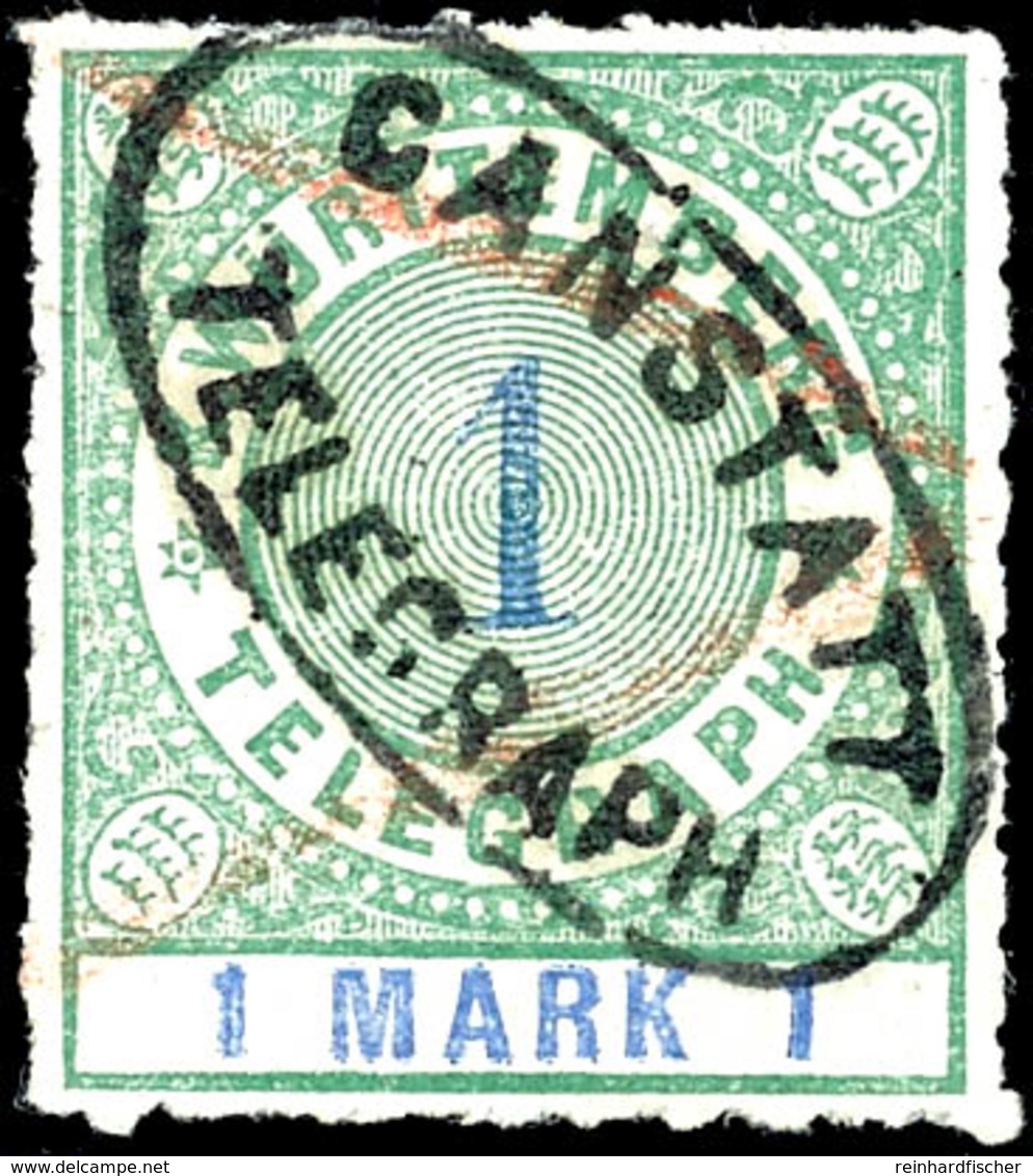 1 M. Mit An Allen Seiten Vollständigem Durchstich(!),  Zentrisch Aufgesetzter Oval-Telegrafen-Stempel "CANSTATT", Mi. 90 - Sonstige & Ohne Zuordnung