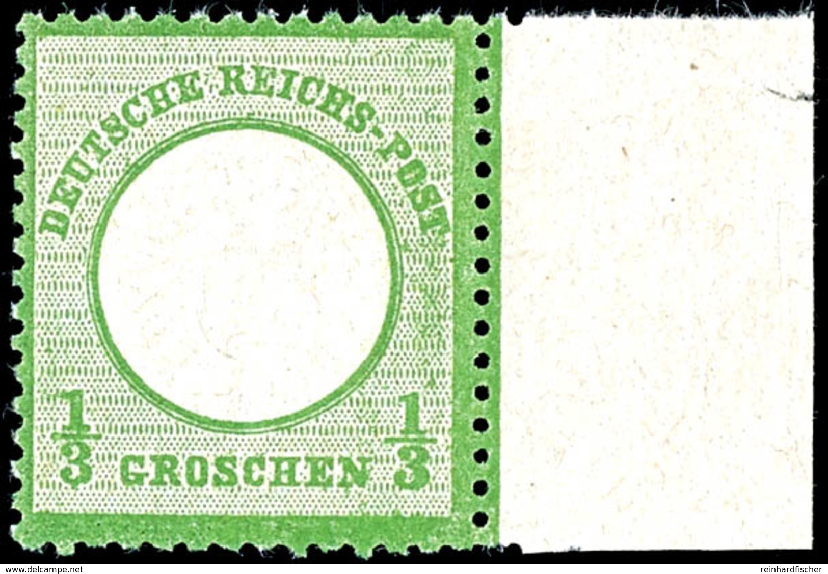 1/3 Gr. Großer Schild, Gelbgrün, Gut Zentriert Und Sehr Gut Geprägt Mit Vollem Rechten Bogenrand, Postfrisch, Kurzbefund - Autres & Non Classés