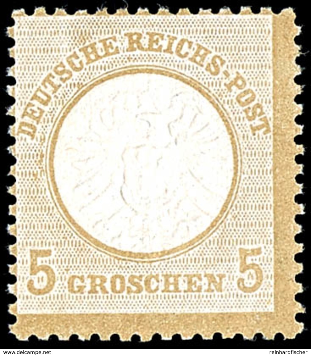 5 Gr. Großer Schild, Ockerbraun, Farbfrisch, Sehr Gut Geprägt, Postfrisch (Händlerzeichen), Mi. 180,-, Katalog: 22 ** - Autres & Non Classés