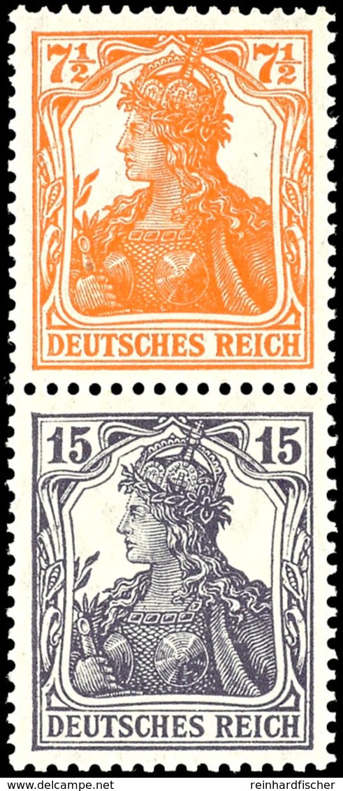 7½ +15 Pfg. Germania, Senkrechter Zusammendruck Postfrisch, Mi. 180,-, Katalog: S8ba ** - Sonstige & Ohne Zuordnung