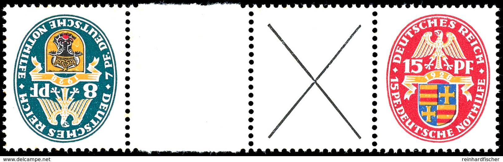 8+Z+X+15 Pfg., Nothilfe 1928, Waagerechter Zusammendruck. Postfrisch (leichte Alterungsspuren), Mi. 3.000,-, Katalog: KZ - Sonstige & Ohne Zuordnung