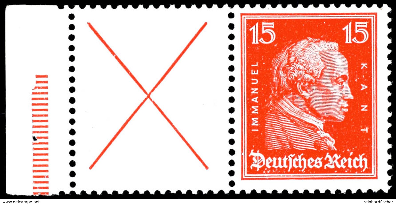 X+15 Pfg., Kant 1927,  Waagerechter Zusammendruck Mit Rand, Postfrisch, Mi. 250,-, Katalog: W23 ** - Sonstige & Ohne Zuordnung