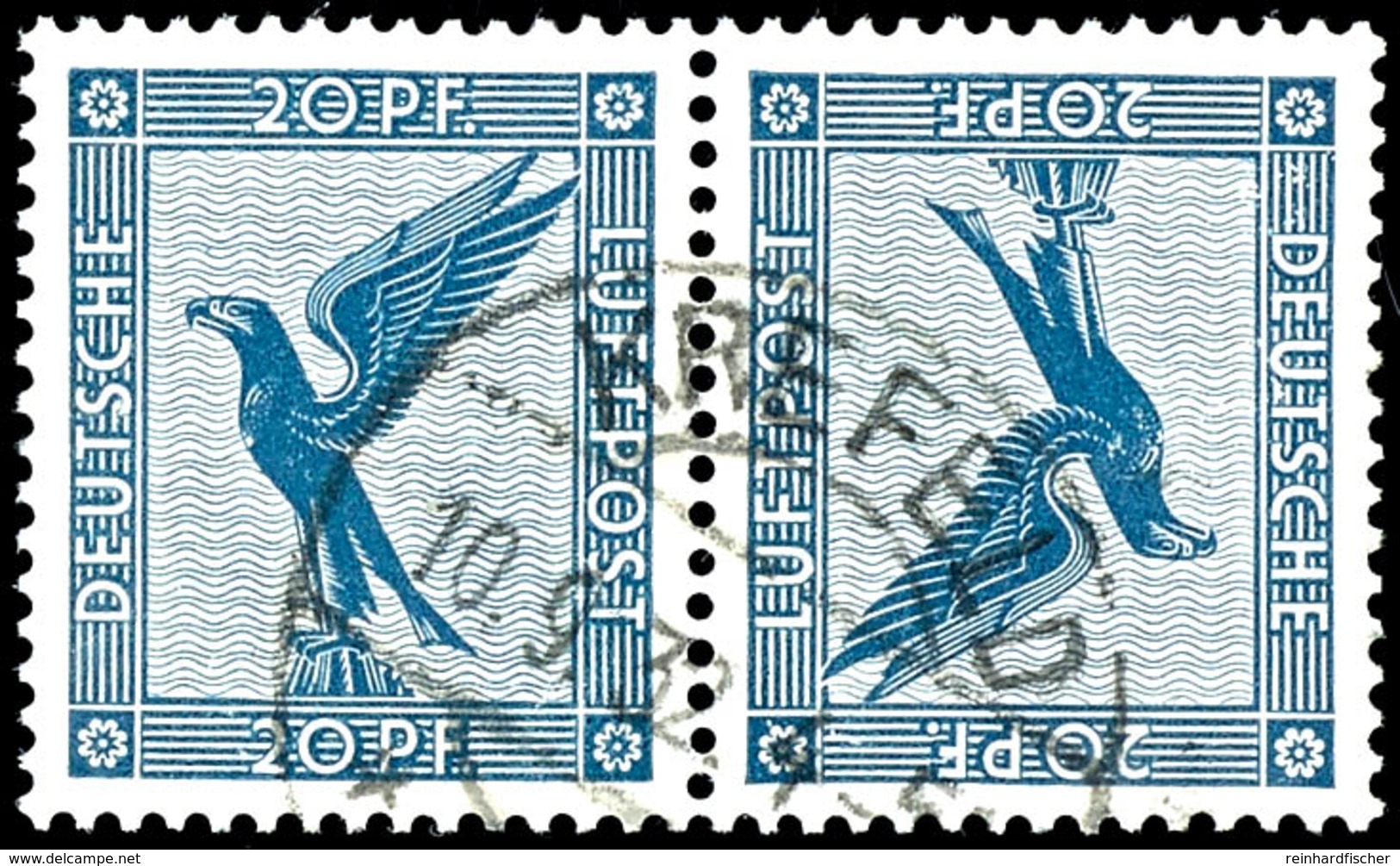 Nothilfe 1930, 20 Pfg Kehrdruckpaar, Tadellos Gestempelt "Krefeld", Mi. 350.-, Katalog: K8 O - Autres & Non Classés