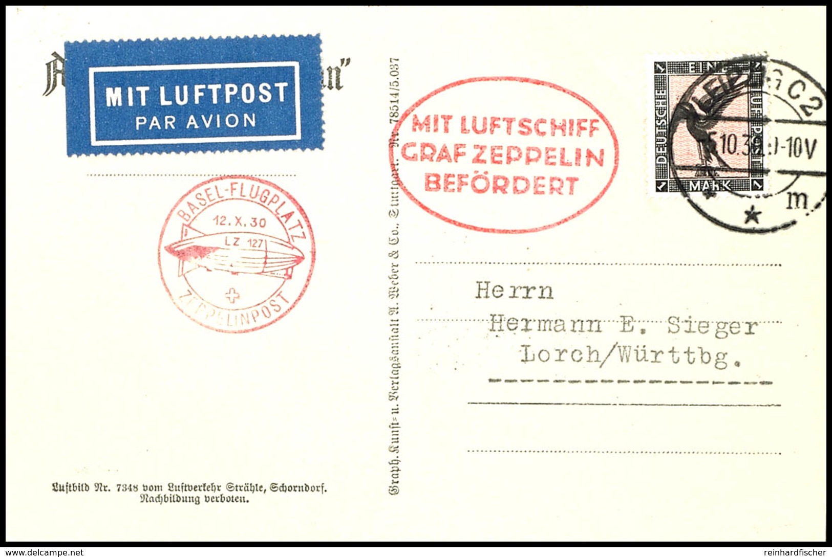1930, Fahrt Nach Leipzig, Rückfahrt Leipzig Bis Basel, Fotokarte Aus LEIPZIG 5.10. Mit 1 M. Adler Und Rotem Bestätigungs - Sonstige & Ohne Zuordnung