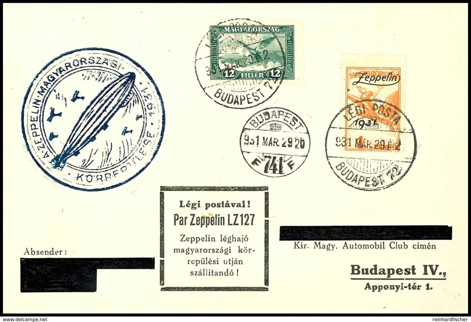 1931, Landungsfahrt Nach Ungarn, Ungarische Post Der Rundfahrt Budapest, Vordruckkarte Mit 1 P. Sondermarke Und Allen St - Sonstige & Ohne Zuordnung