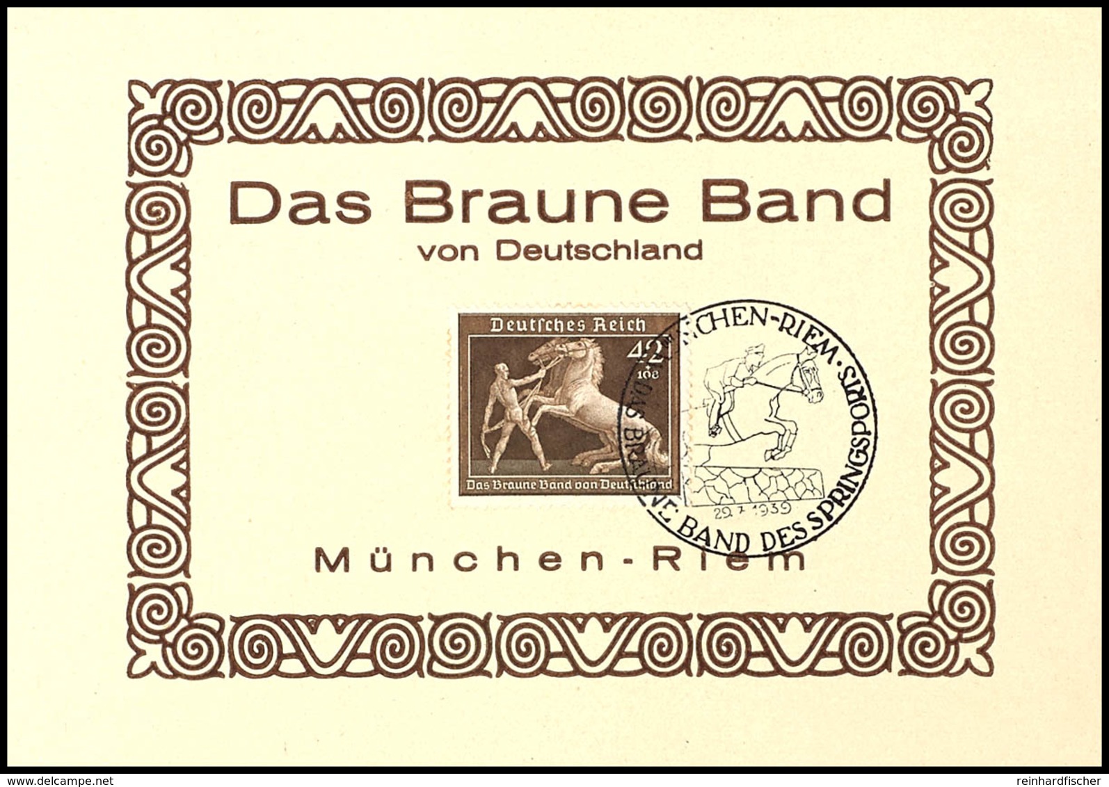 1938, Das Braune Band Von Deutschland, Gedenkblatt (dünnes Papier) Pass. Frankiert MiNr. 699 Und Entspr. SST München-Rie - Sonstige & Ohne Zuordnung