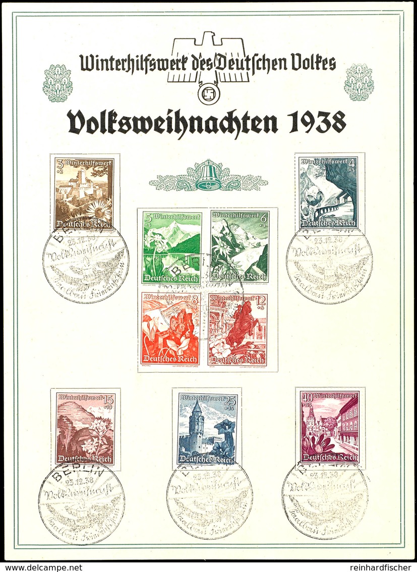 1938, WHW Gedenkblatt Volksweihnachten 1938 (DIN A5), Mit MiNr. 675/83 Und Pass. SST "BERLIN 23.12.1938", Sehr Gute Erha - Sonstige & Ohne Zuordnung