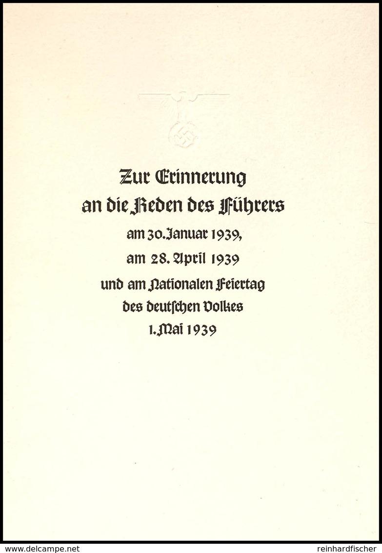 MINISTERGESCHENKHEFT Mit Originalumschlag, Klappkarte "Zur Erinnerung An Die Reden Führers Am ...1939", Frankiert Mit Mi - Sonstige & Ohne Zuordnung