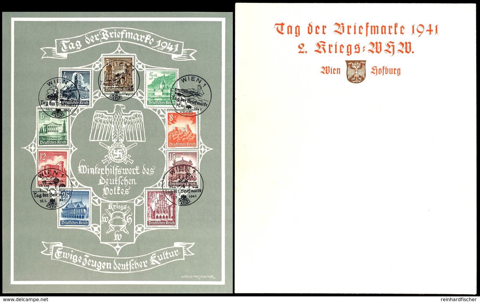 1941, T.d. Briefmarke/WHW-Ewige Zeugen Deutscher Kultur, Gedenkblatt Mit MiNr. 751/59 U. 5 Versch. Pass. SST Wien 12.1.4 - Sonstige & Ohne Zuordnung