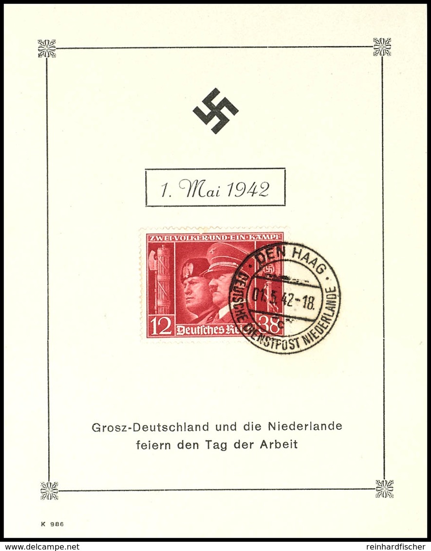 1942, 1. Mai / Grosz-Deutschland Und Die Niederlande, S/w Gedenkblatt Mit MiNr. 663 U. Entspr. Stempel "DEN HAAG 1.5.194 - Sonstige & Ohne Zuordnung