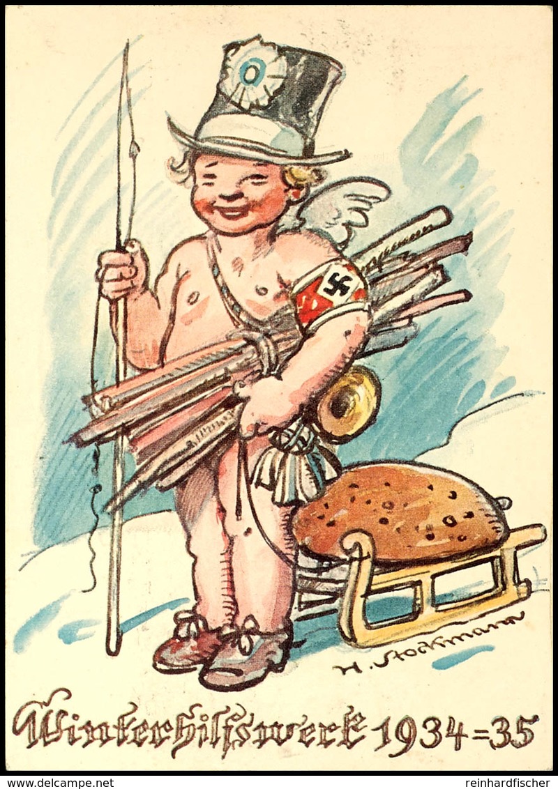 1935, Propaganda-Ganzsachenkarte "Winterhilfswerk 1934/35" Motiv "Amor Als Bayer. Postillon Mit Schlitten", Ungelaufen,  - Sonstige & Ohne Zuordnung