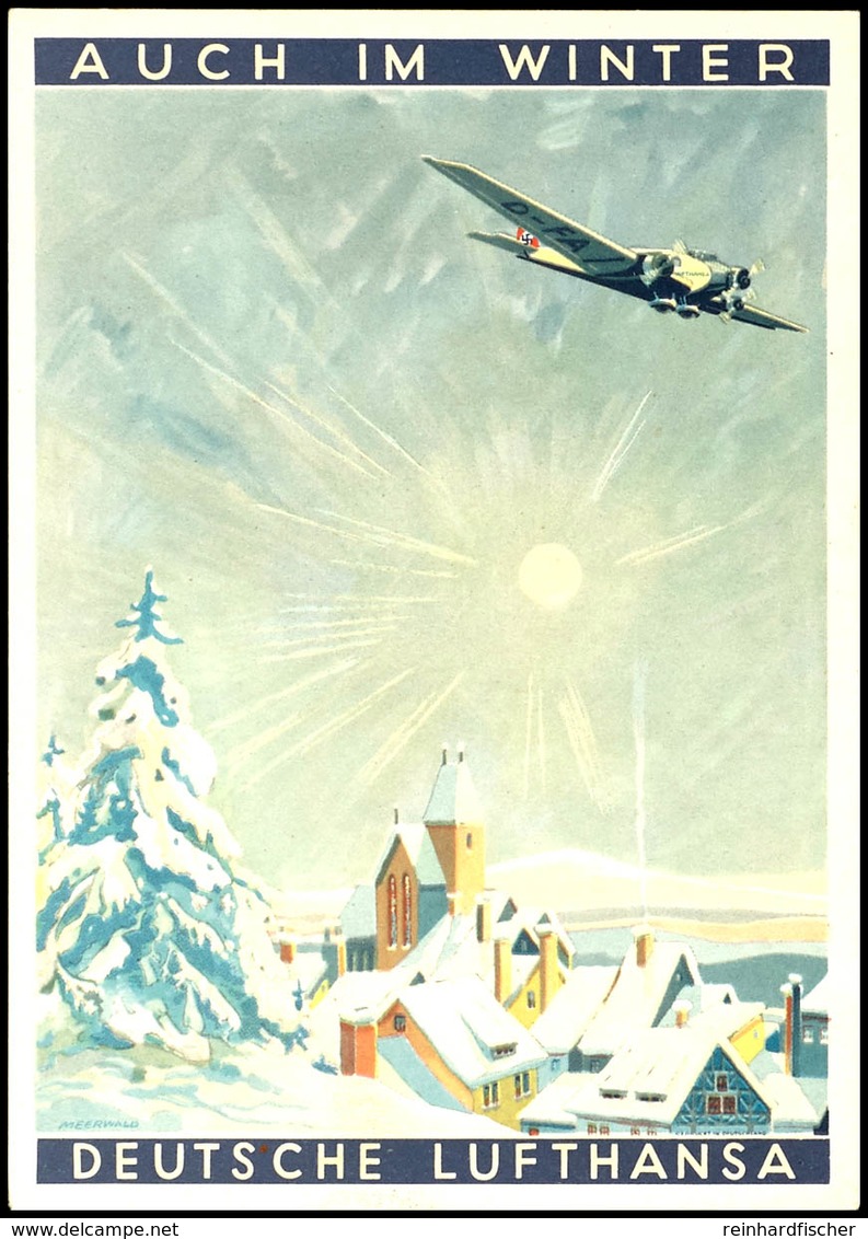 1937, Farbige Propagandakarte "Auch Im Winter - Deutsche Lufthansa, Blanko Gestempelt Mit SST "Erfurt"  BF - Altri & Non Classificati