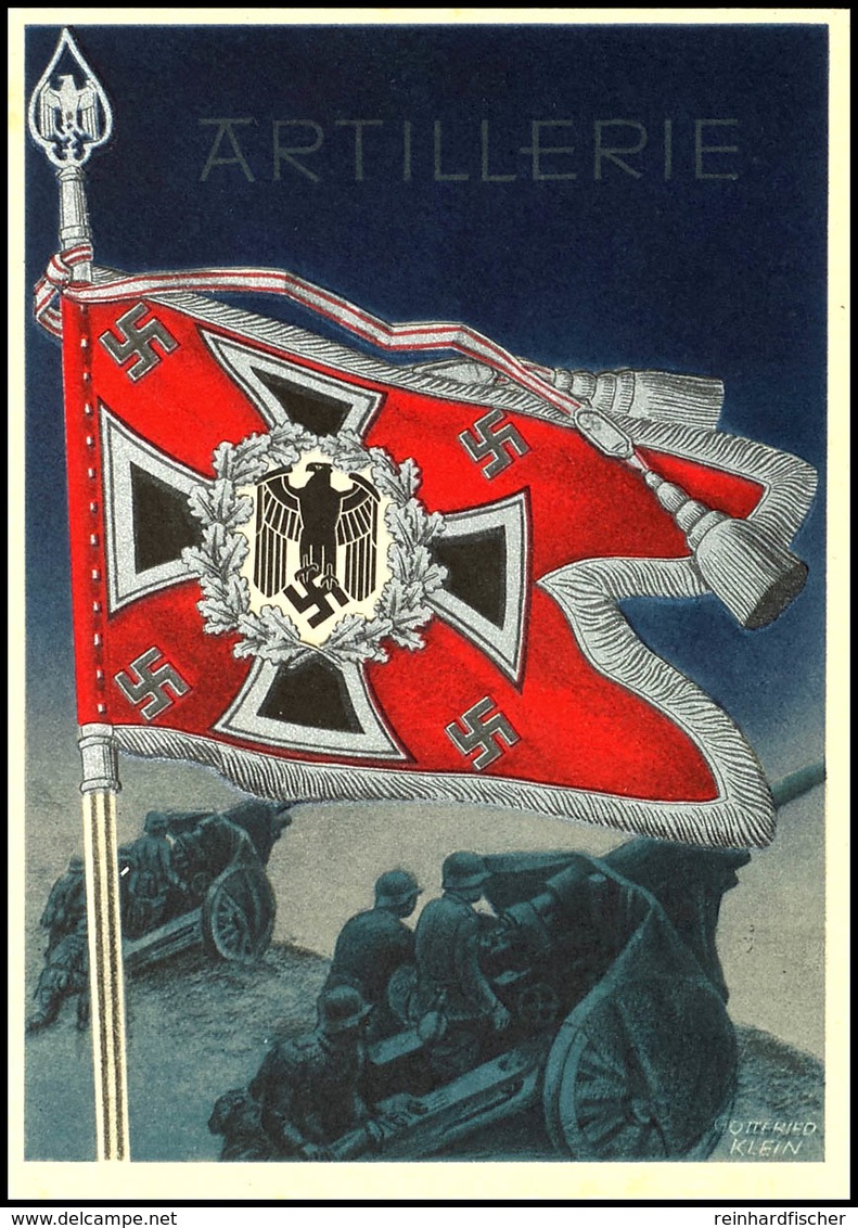 1942 "Artillerie" Aus Der Serie "Die Siegreichen Fahnen Und Standarten Der Deutschen Wehrmacht", Karte Nr. 11, Color Pro - Sonstige & Ohne Zuordnung