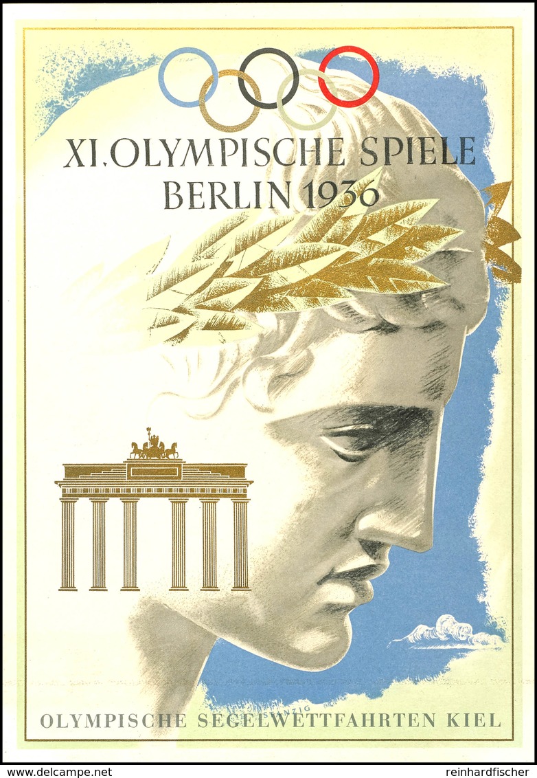 1936, XI. Olympische Spiele 1936, Schmuckblatt - Telegramm Lx 13 Mit Zudruck "Olympische Segelwettfahrten Kiel", Ungebra - Sonstige & Ohne Zuordnung