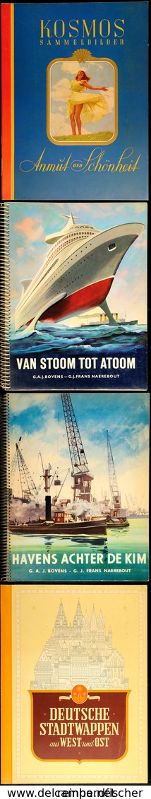 Zwei Kosmos-Alben, Anmut Und Schönheit (200 B.) Und Deutsche Stadtwappen Aus West Und Ost (250 B.), Sowie 2 Alben In Hol - Sonstige & Ohne Zuordnung