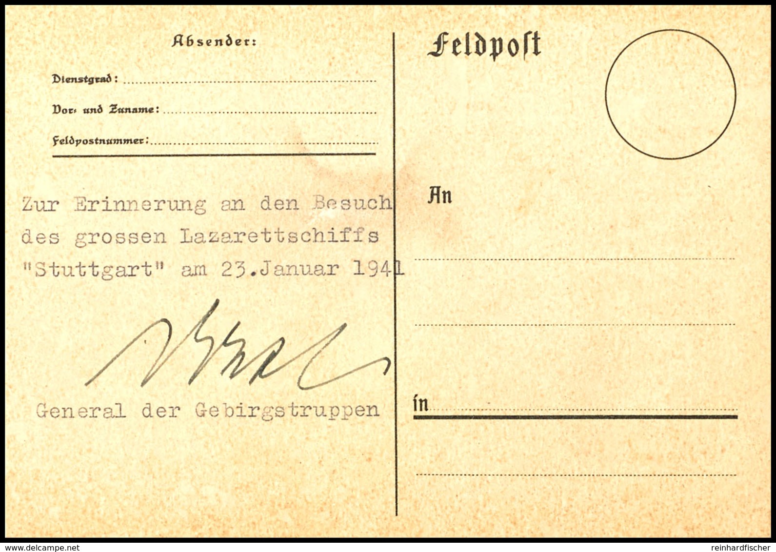 Dietl, Eduard (1890-1944), General Der Gebirgstruppen, Eigenhändige Unterschrift Rs. A. Propaganda-Karte (Gebirgsjäger M - Sonstige & Ohne Zuordnung