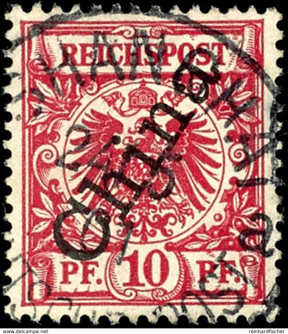 10 Pfg Lilarot, Gest., Gepr. Jäschke-L. BPP, Mi. 120.-, Katalog: 3IIb O - Deutsche Post In China