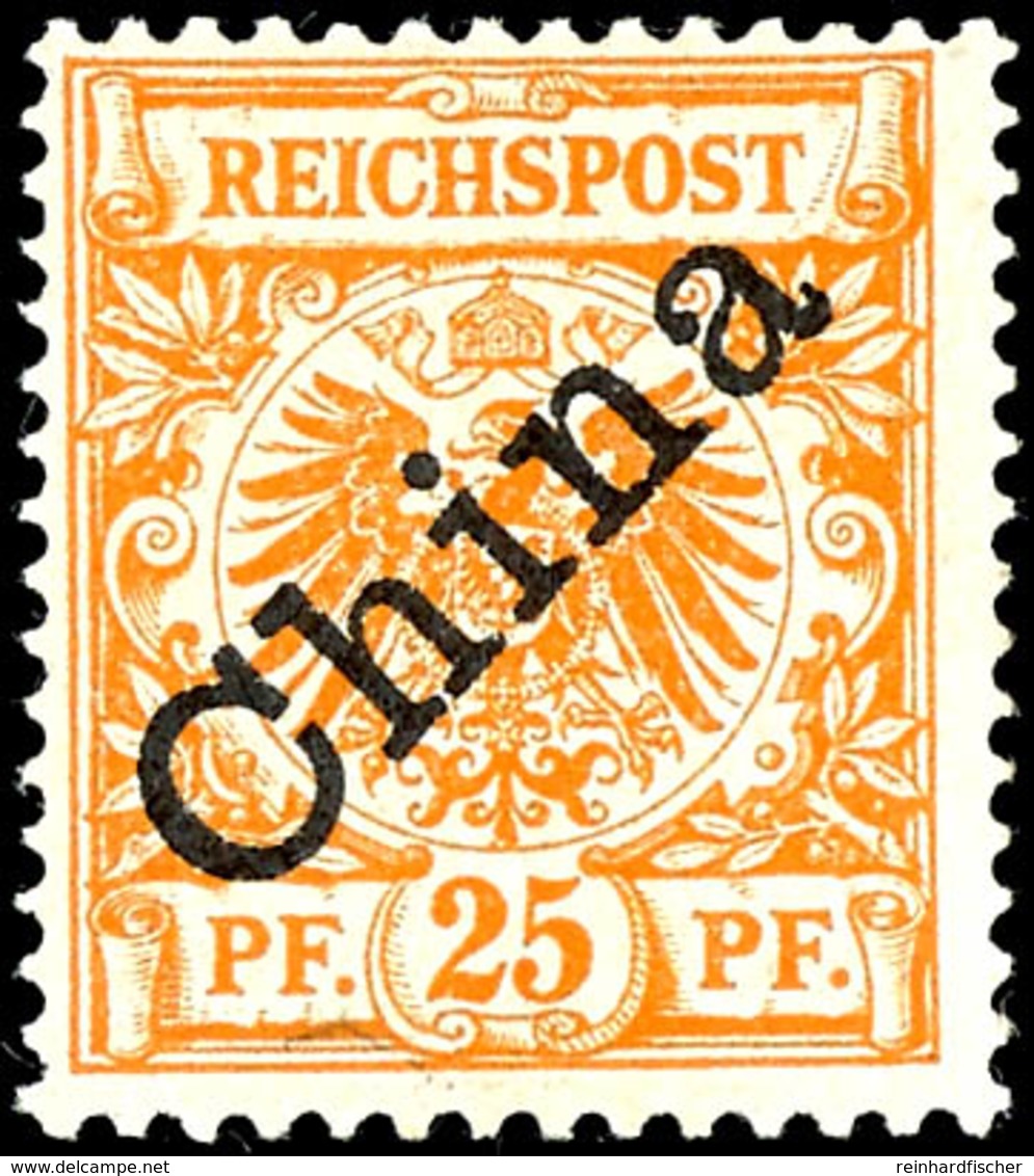 25 Pfennig Adlerausgabe Schrägaufdruck Mit Plattenfehler II, Ungebraucht, Pracht, Michel 350,-, Katalog: 5Ia * - Chine (bureaux)