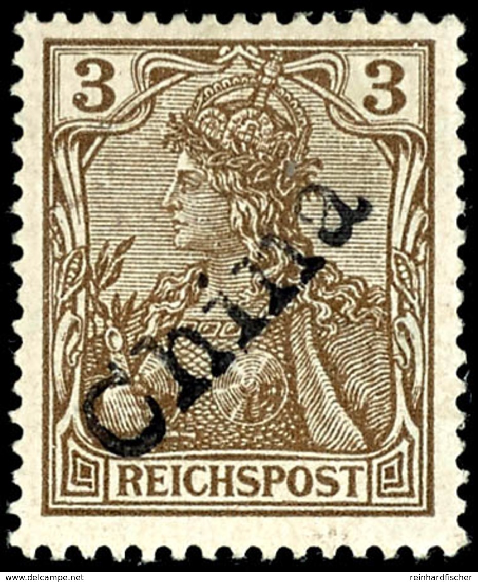 3 Pfg Germania Mit Handstempel-Aufdruck "China", Tadellos Ungebraucht Mit Sauberem Falzrest, Gepr. V. Willmann, Thier Un - Deutsche Post In China