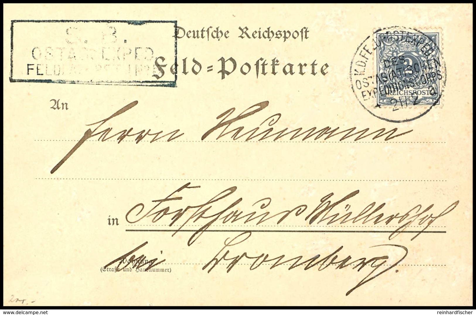 Petschili 2 Pfennig Auf Feldpostkarte Nach Deutschland, Kabinett, Stempel FELDPOSTEXPEDITION A, Michel  -,-, Katalog: PV - Deutsche Post In China