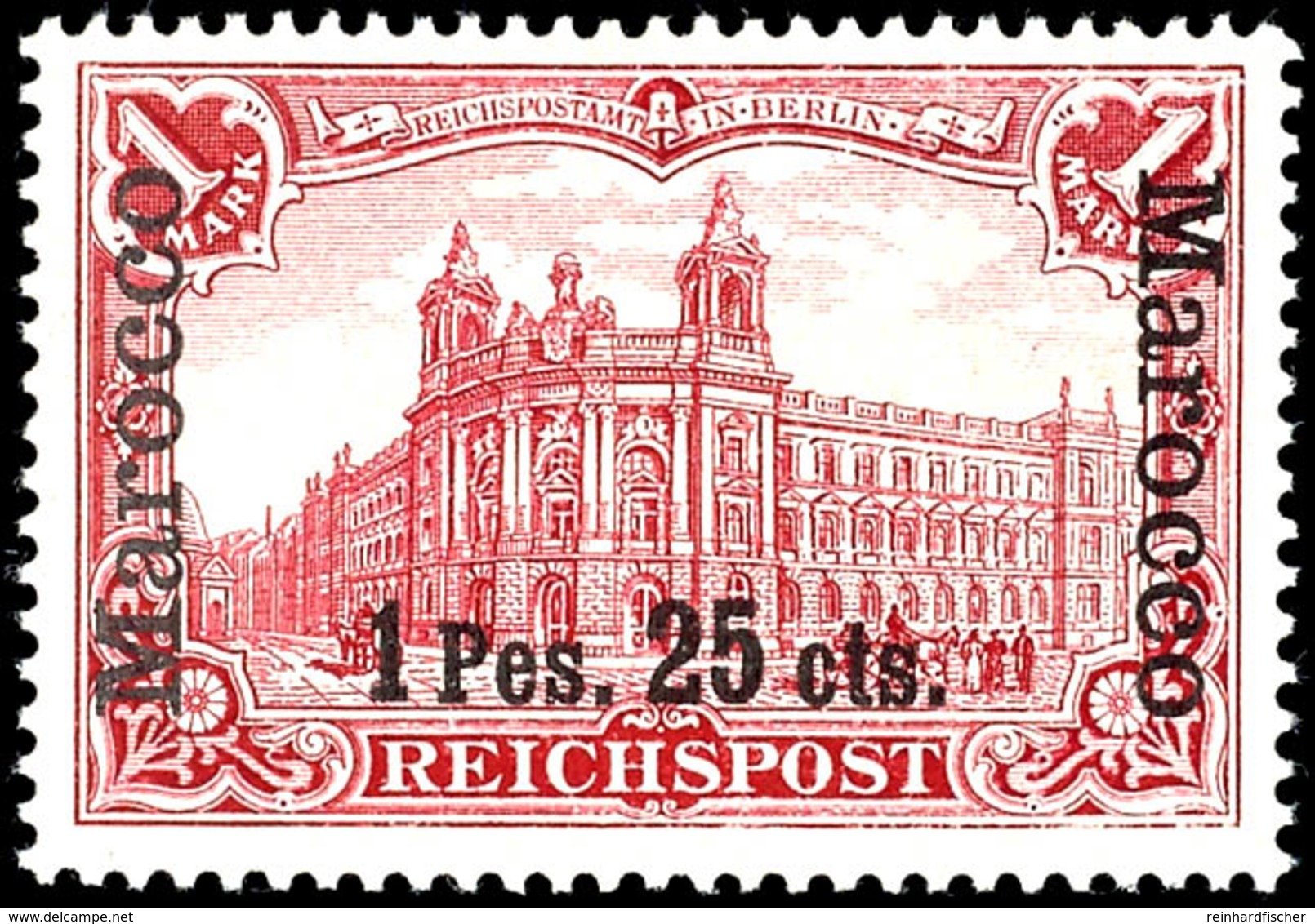 1 Pes. 25 Cts. Auf 1 Mark Reichspost Mit Antiquaaufdruck, Luxus Postfrisch, Unsigniert, Mi. 140,-, Katalog: 16I ** - Deutsche Post In Marokko