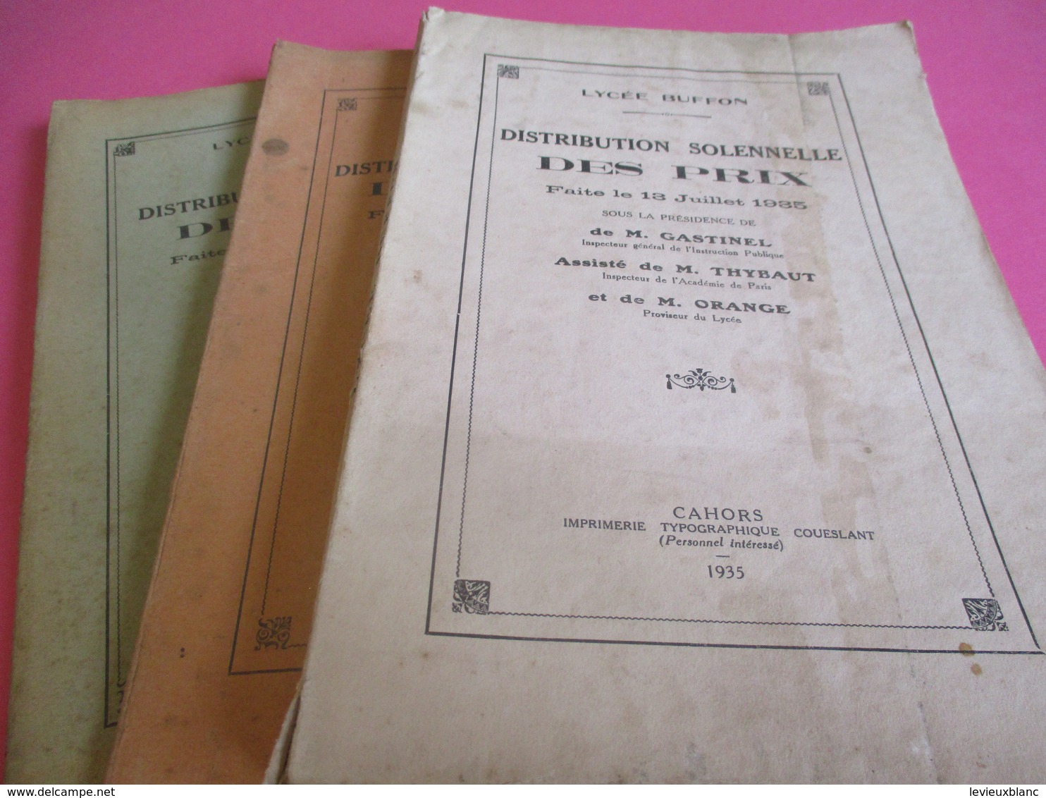 3 Fascicules/ Distribution Solennelle Des Prix/Lycée BUFFON/ORANGE Proviseur/Coueslant/CAHORS/ 1935-36-37         CAH190 - Diplômes & Bulletins Scolaires