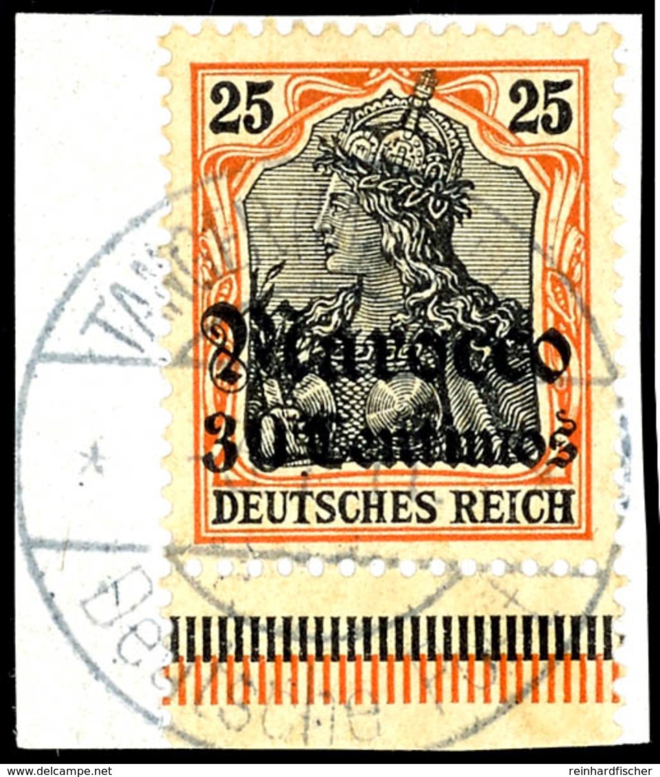 TANGER (CC), Datum-Brückenstempel Klar Und Zentr. Auf Briefstück 25 Pfg. Germania Vom Unterrand, Katalog: 38 BS - Deutsche Post In Marokko