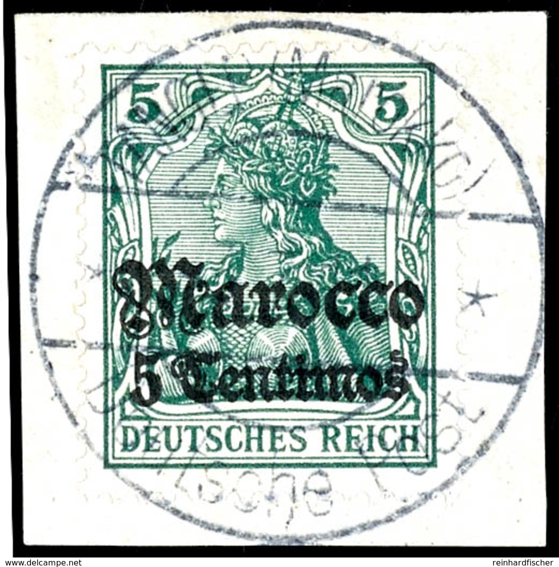 TANGER (KK), Datum-Brückenstempel Klar Und Zentr. Auf Briefstück 5 Pfg. Germania (cc), Katalog: 35 BS - Deutsche Post In Marokko